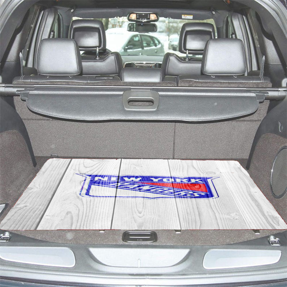 New York Rangers Nhl Logo White Wood Wallpaper Car Trunk Mat Non Slip