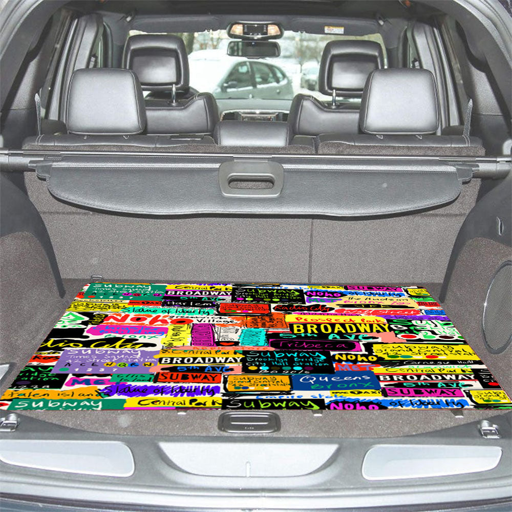 New York Words Design Car Trunk Mat Non Slip