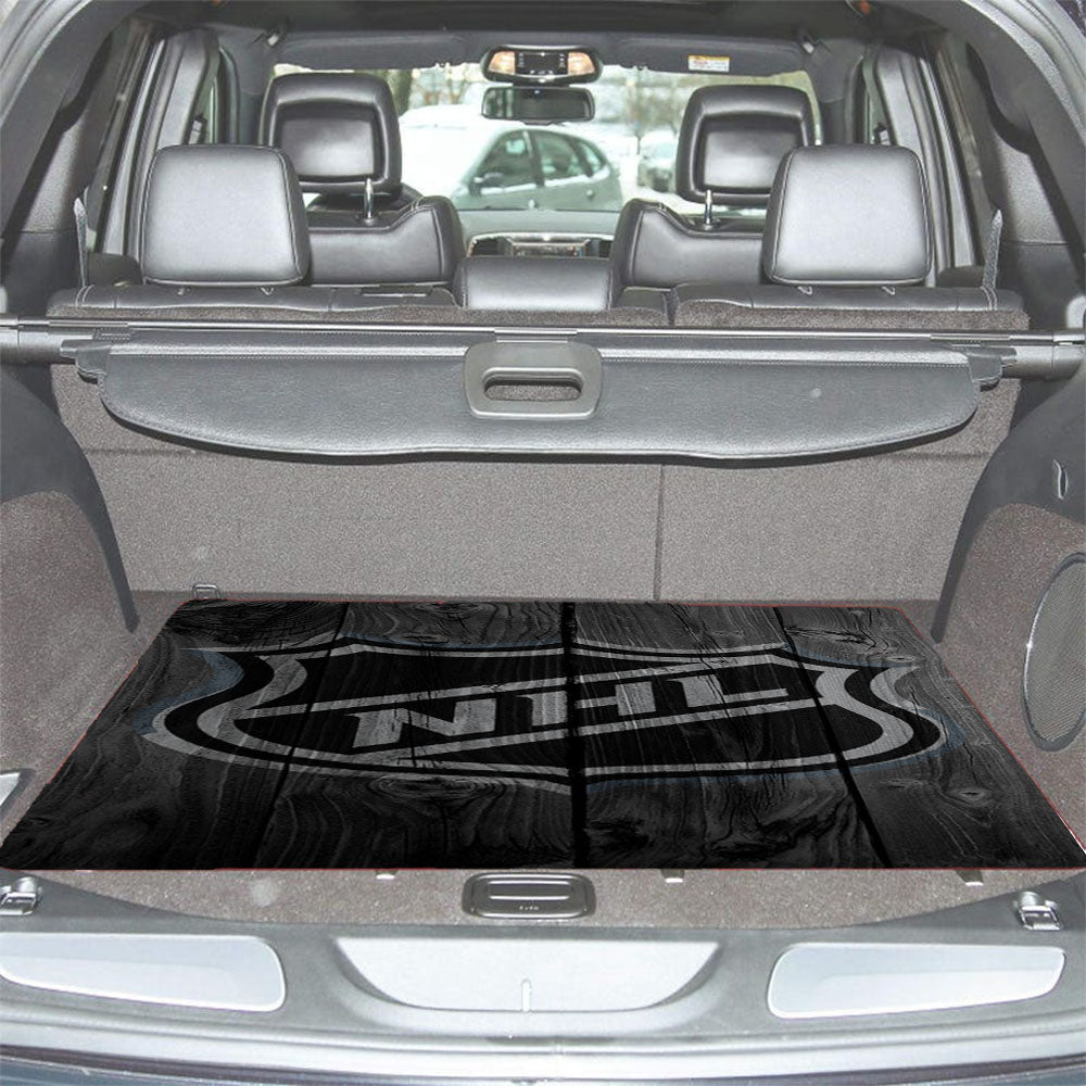 Nhl Hockey Logo Dark Wood Wallpaper Car Trunk Mat Non Slip