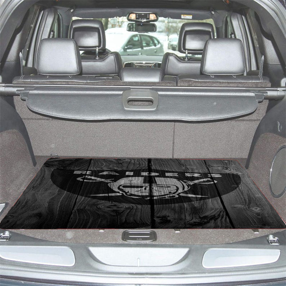 Oakland Raiders Nfl Logo Dark Wood Wallpaper Car Trunk Mat Non Slip