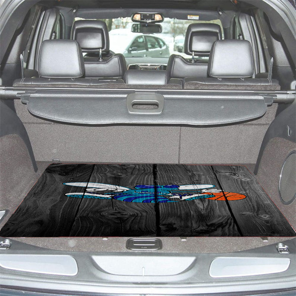 Old Charlotte Hornets Nba Logo Dark Wood Wallpaper Car Trunk Mat Non Slip