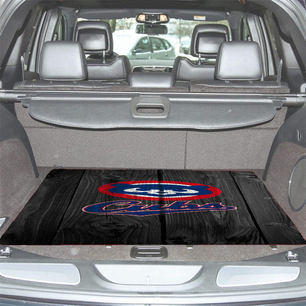 Old Chicago Cubs Bear Mlb Logo Dark Wood Car Trunk Mat Non Slip