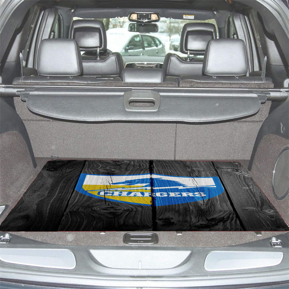 Old Los Angeles Chargers Nfl Logo Dark Wood Wallpaper Car Trunk Mat Non Slip
