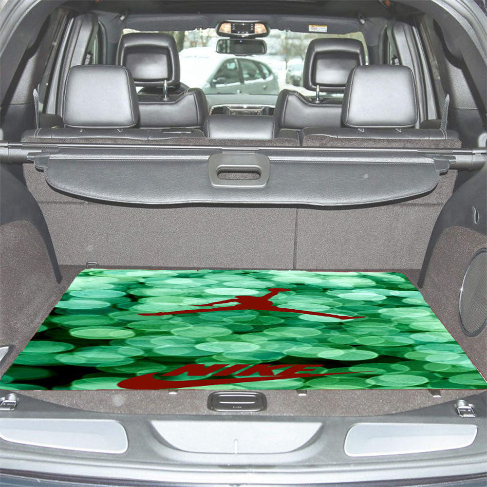 Red Nike Air Jordan Green Glitter Car Trunk Mat Non Slip