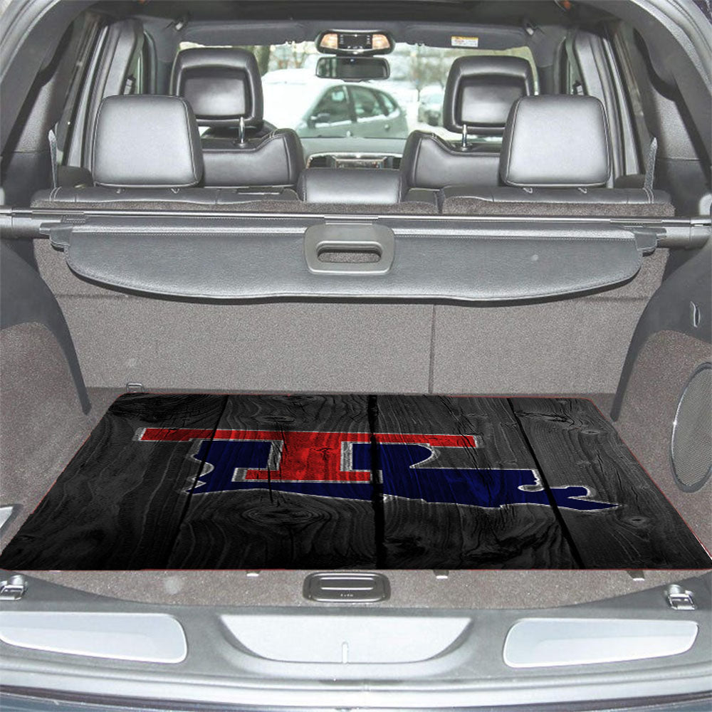 Red Texas Logo Dark Wood Wallpaper Car Trunk Mat Non Slip