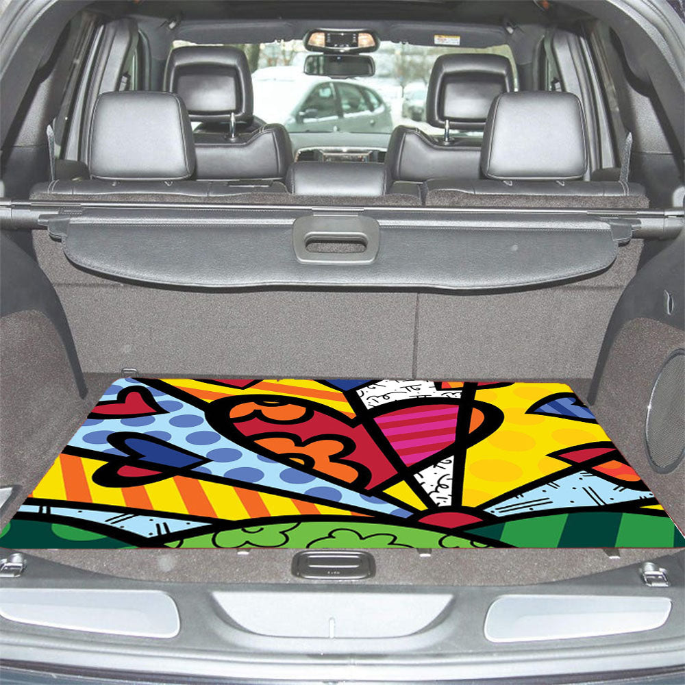 Romero Britto Pop Hearts Wallpaper Car Trunk Mat Non Slip