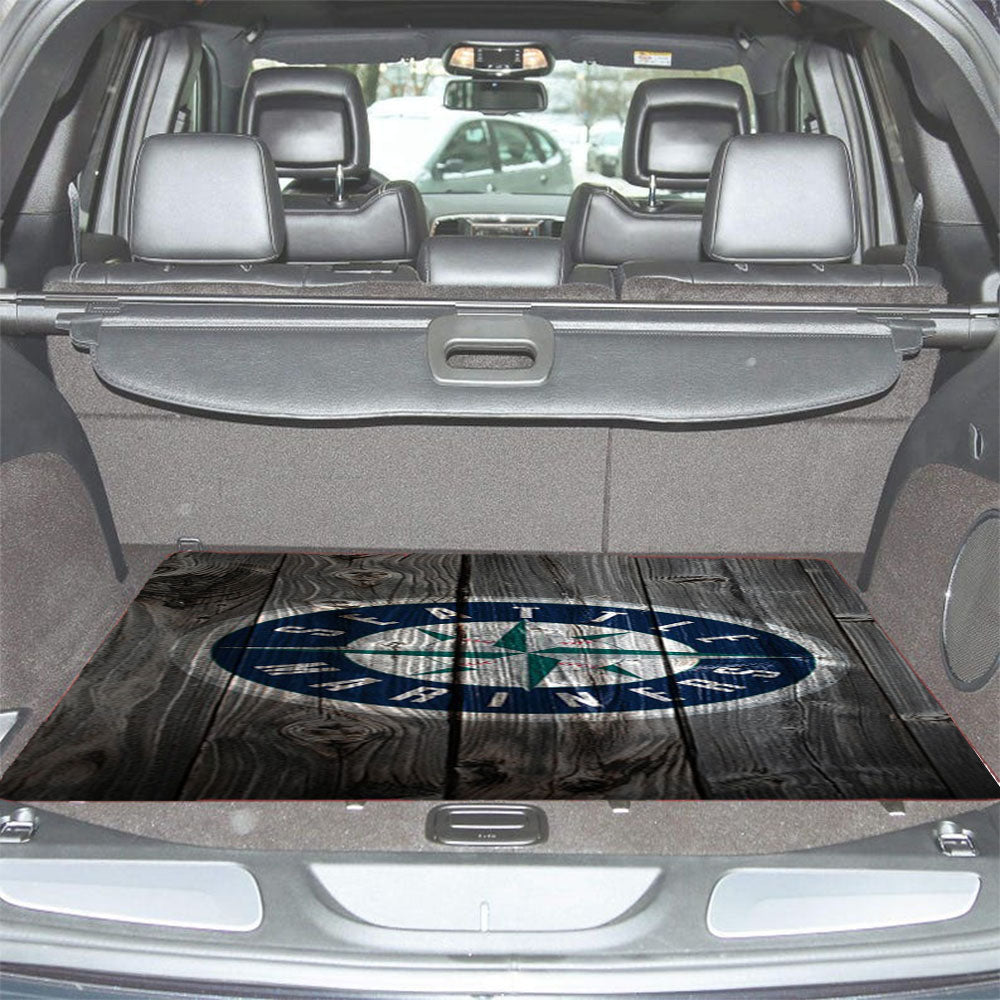 Seattle Mariners Mlb Logo Dark Wood Car Trunk Mat Non Slip