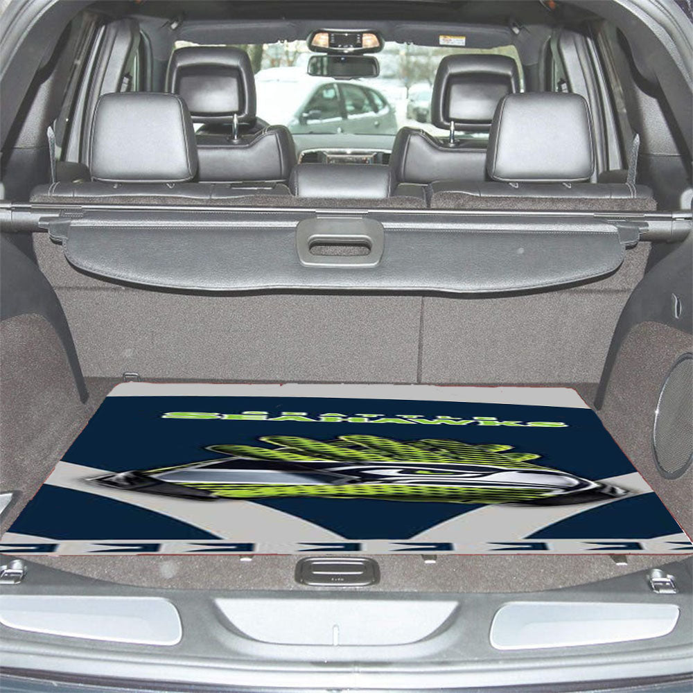 Seattle Seahawks Gloves Blue Grey Car Trunk Mat Non Slip