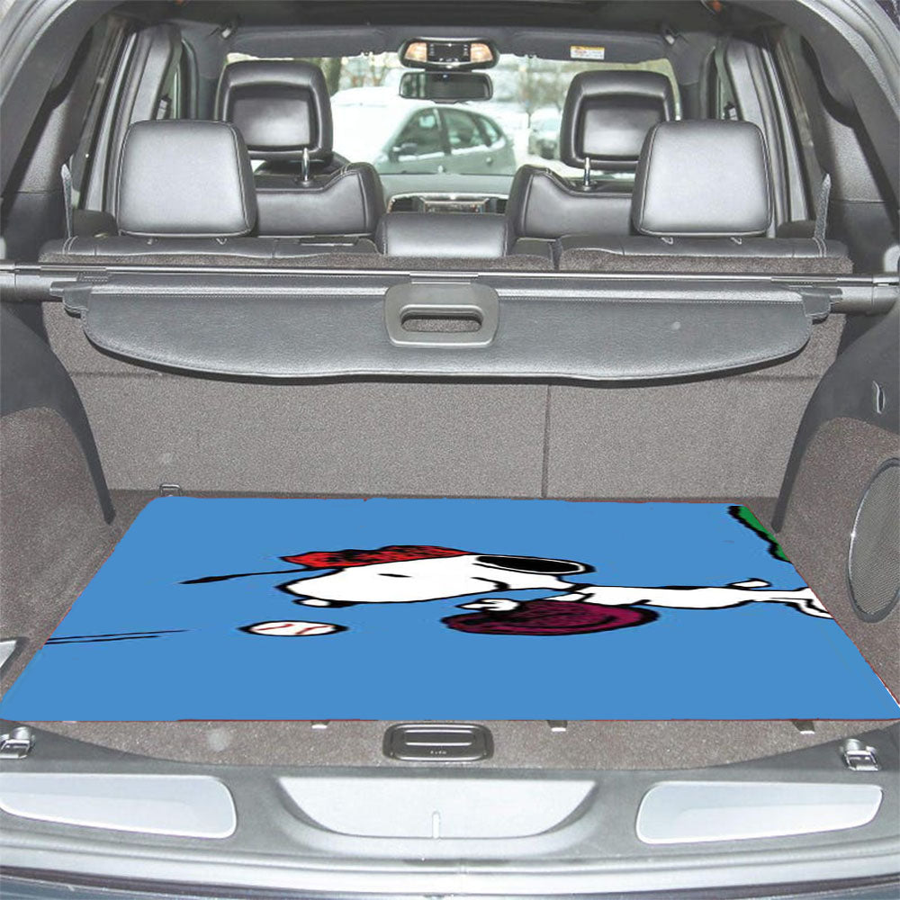 Snoopy Baseball Catch Car Trunk Mat Non Slip