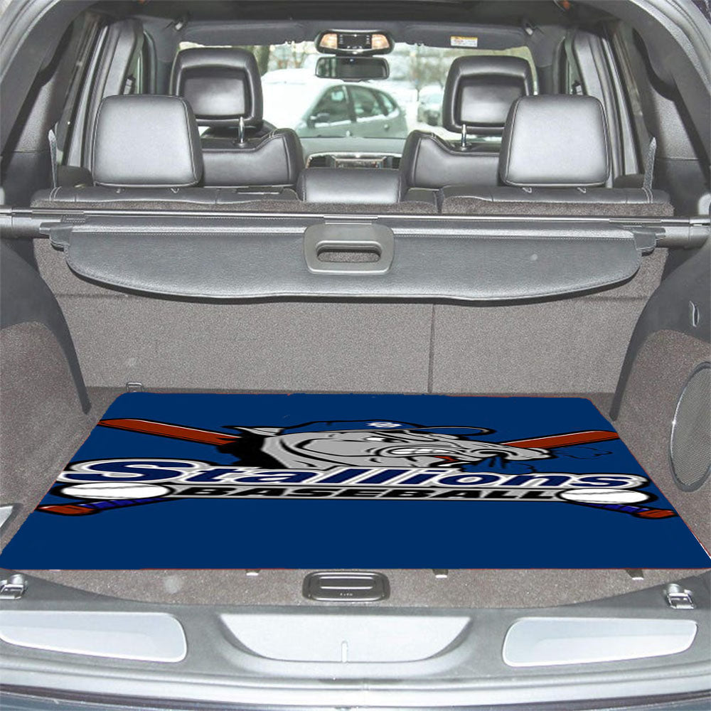 Stallions Baseball Logo Blue Car Trunk Mat Non Slip