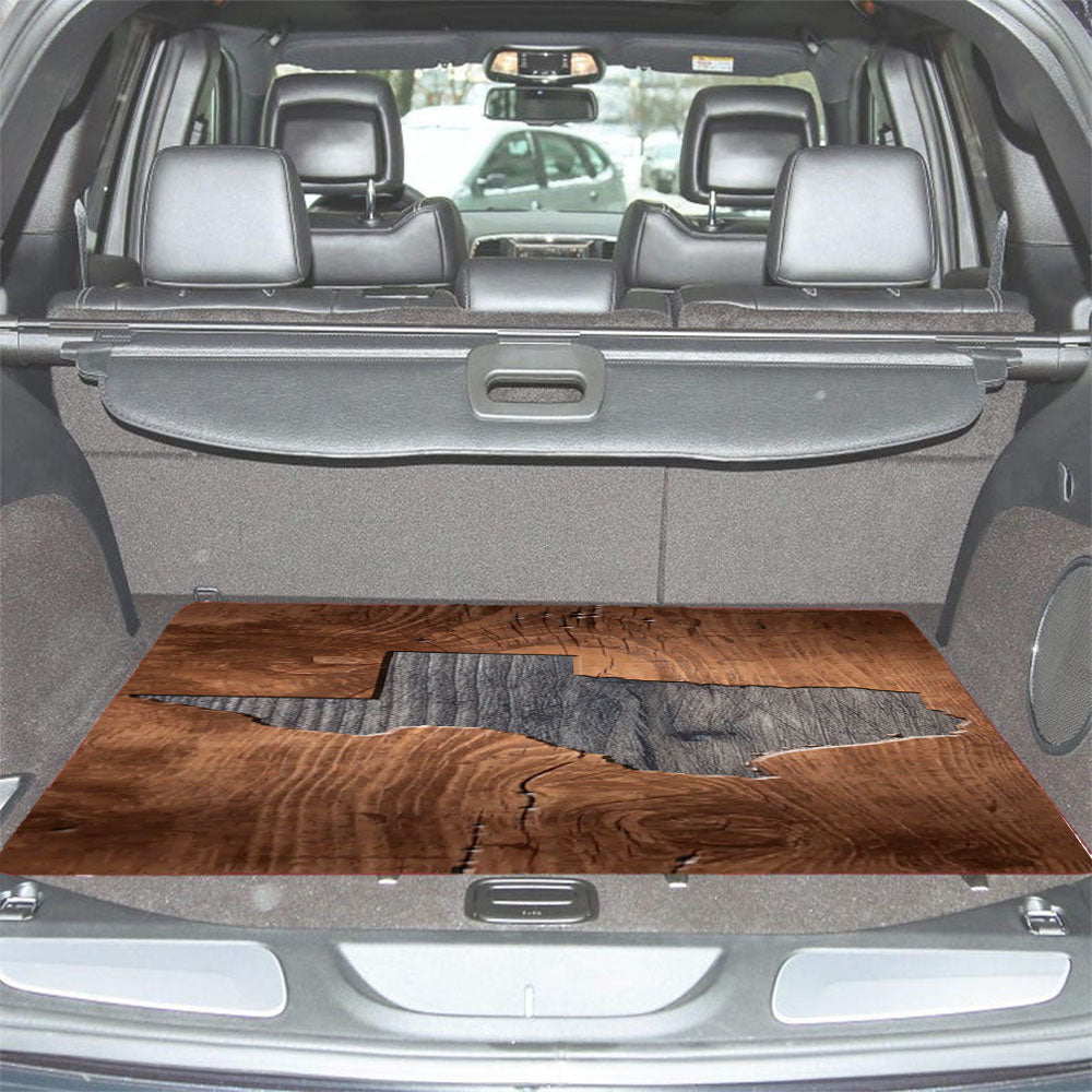 Texas States Map Two Tone Wood Texture Car Trunk Mat Non Slip