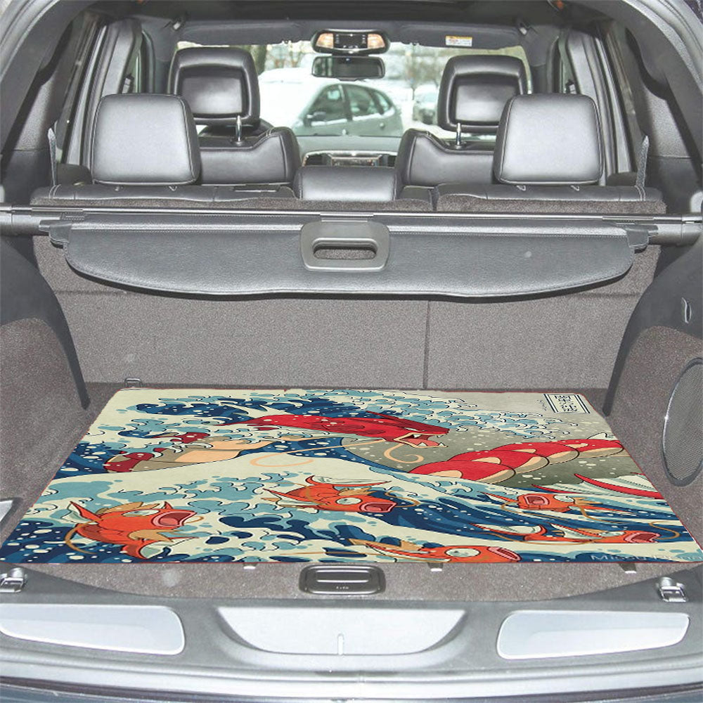 The Great Wave Off Kanto Red Car Trunk Mat Non Slip