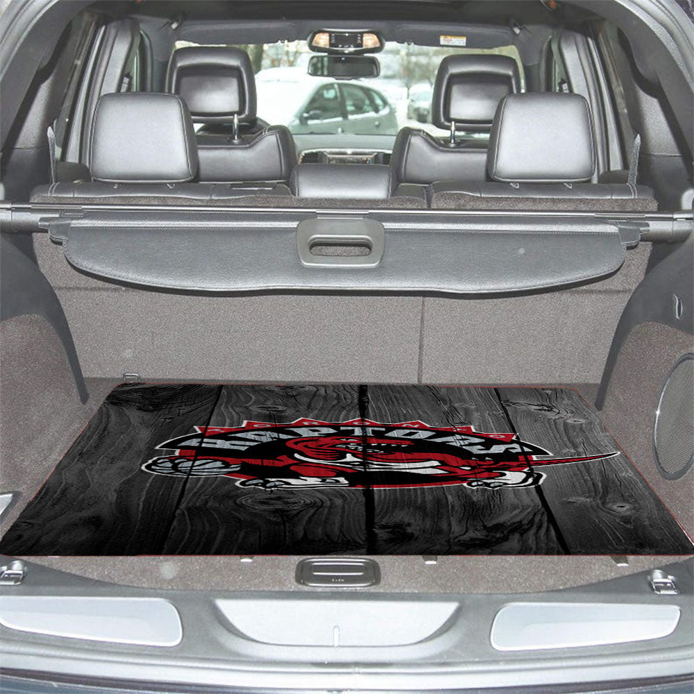 Toronto Raptors Nba Logo Dark Wood Wallpaper Car Trunk Mat Non Slip