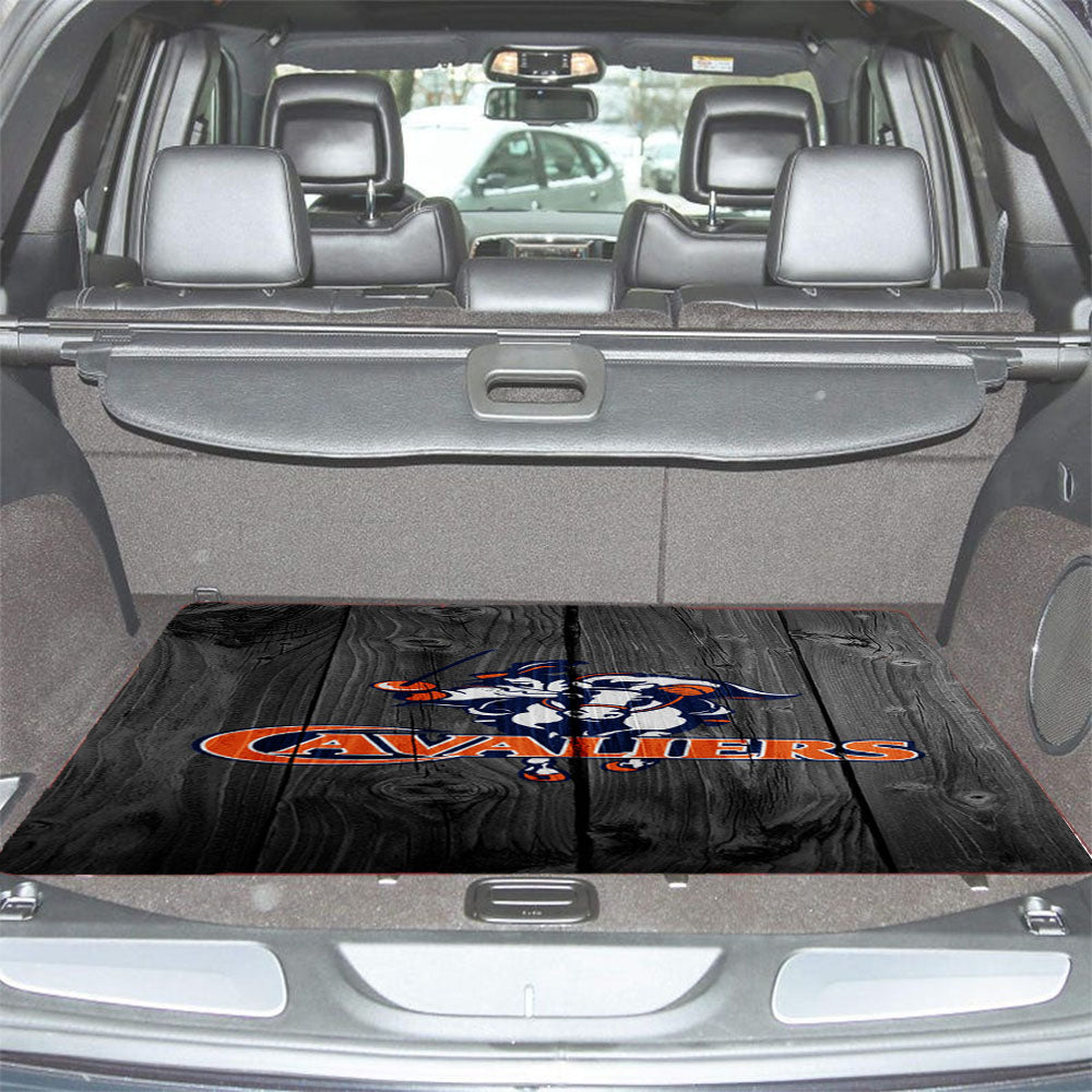 University Of Virginia Cavaliers Logo Dark Wood Wallpaper Car Trunk Mat Non Slip