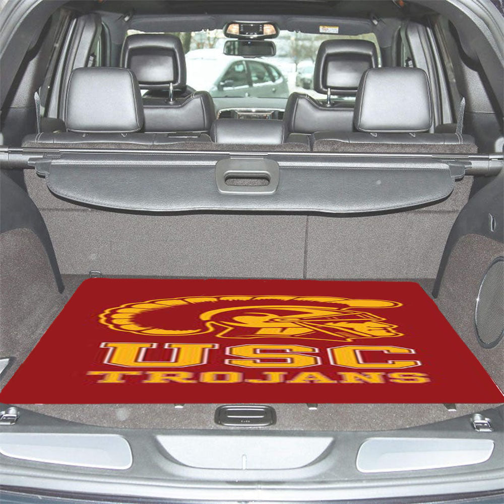 Usc Trojans Logo On Red Car Trunk Mat Non Slip