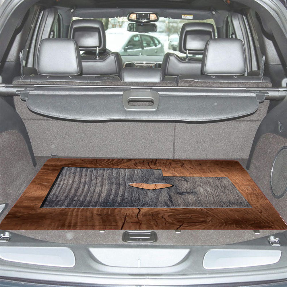 Utah States Map Two Tone Wood Texture Car Trunk Mat Non Slip