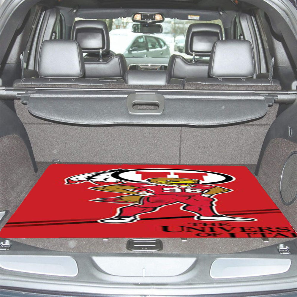 Utah Utes Logo Red Car Trunk Mat Non Slip