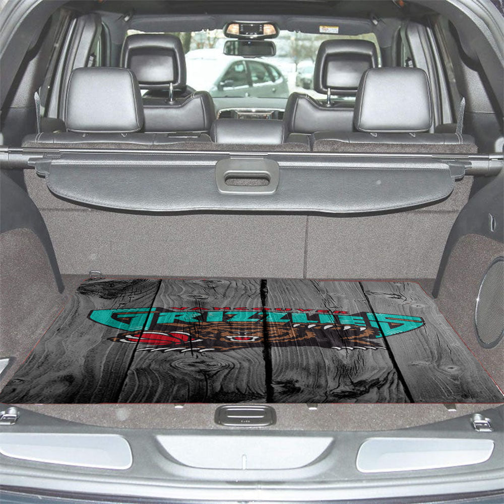 Vancouver Grizzlies Nba Logo Dark Wood Wallpaper Car Trunk Mat Non Slip