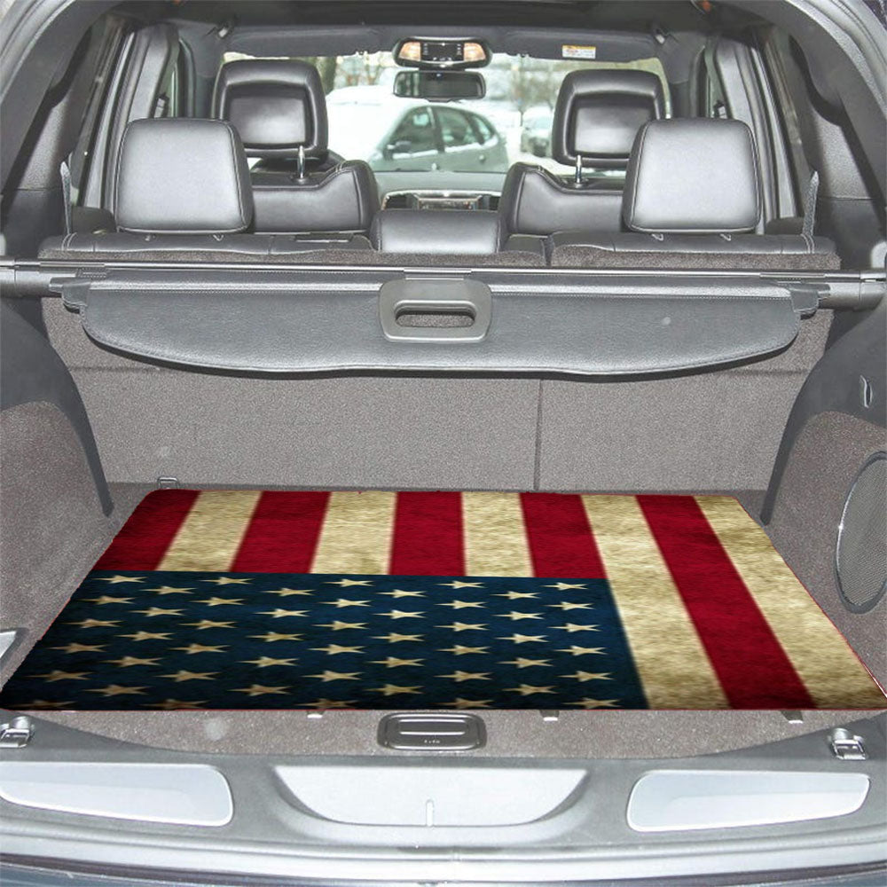 Vintage American Flag Texture Car Trunk Mat Non Slip