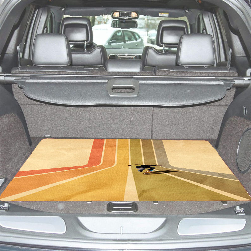 Vintage Skateboard On Colorful Stipe Runway Car Trunk Mat Non Slip