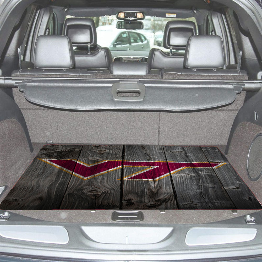 Virginia Tech University Logo Dark Wood Wallpaper Car Trunk Mat Non Slip