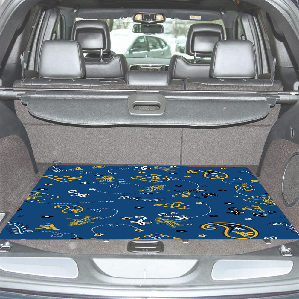 West Virginia Blue Winter Pattern Car Trunk Mat Non Slip