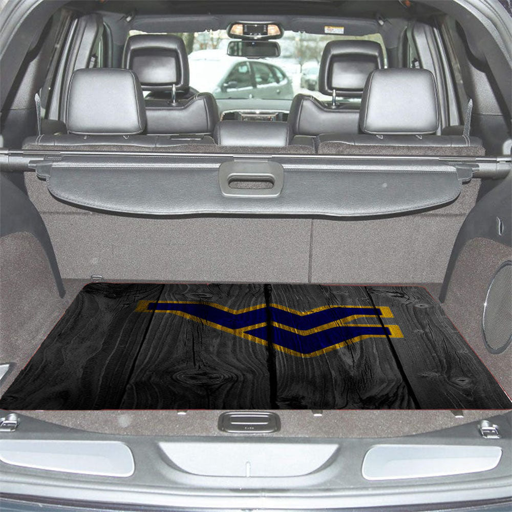 West Virginia Football Logo Logo Dark Wood Wallpaper Car Trunk Mat Non Slip