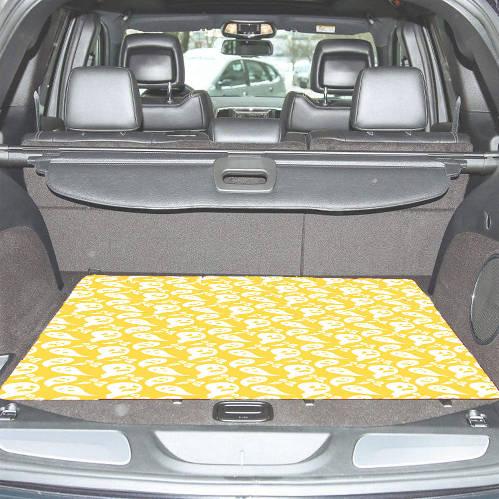 Yellow Ghosts Pattern Halloween Car Trunk Mat Non Slip