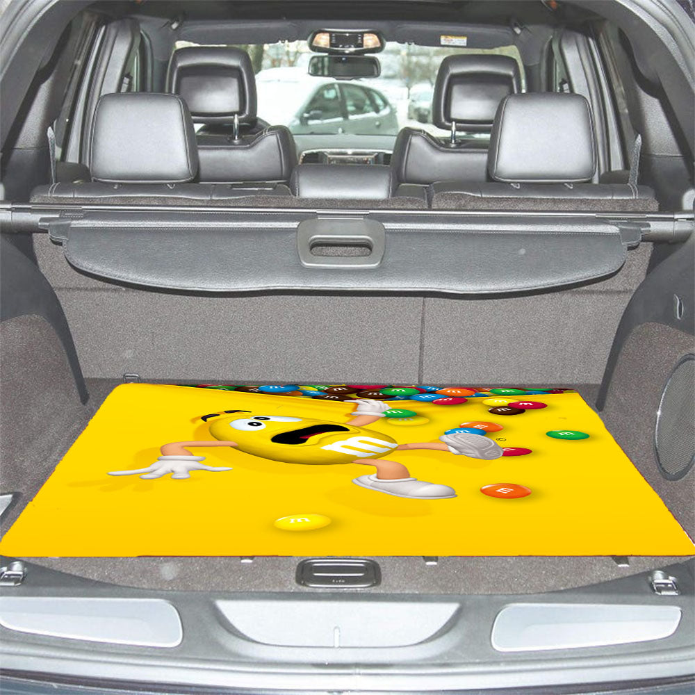 Yellow M&M Car Trunk Mat Non Slip