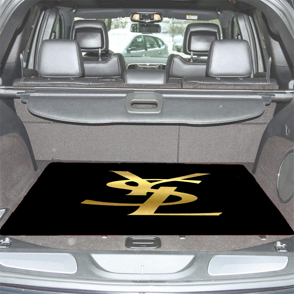 Yves Saint Laurent Ysl Black Gold Logo Car Trunk Mat Non Slip