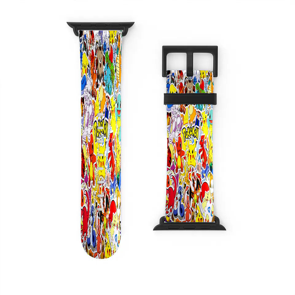 All Pokemon Cartoon Creature Characters Sticker Collage Apple Watch Band 38Mm - 44Mm