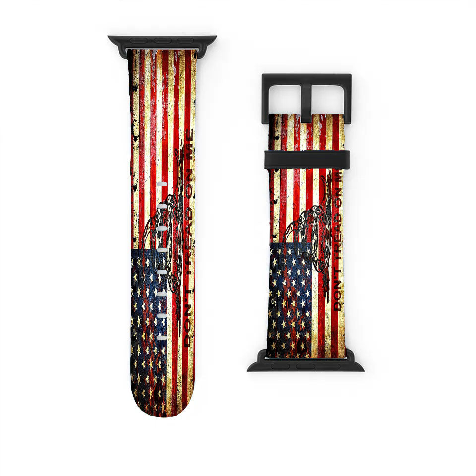 American Flag And Viper On Rusted Apple Watch Band 38Mm - 44Mm