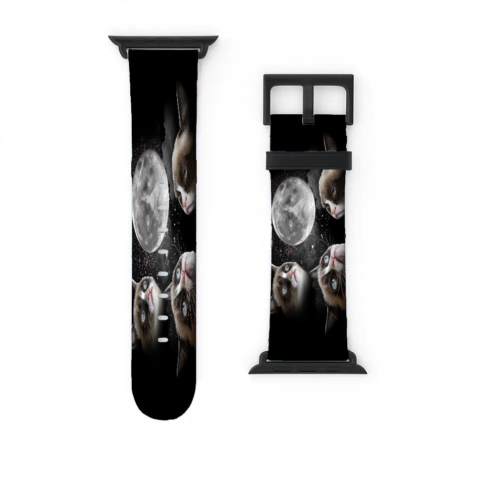 Black Grumpy Cat Like A Moon  Apple Watch Band 38Mm - 44Mm