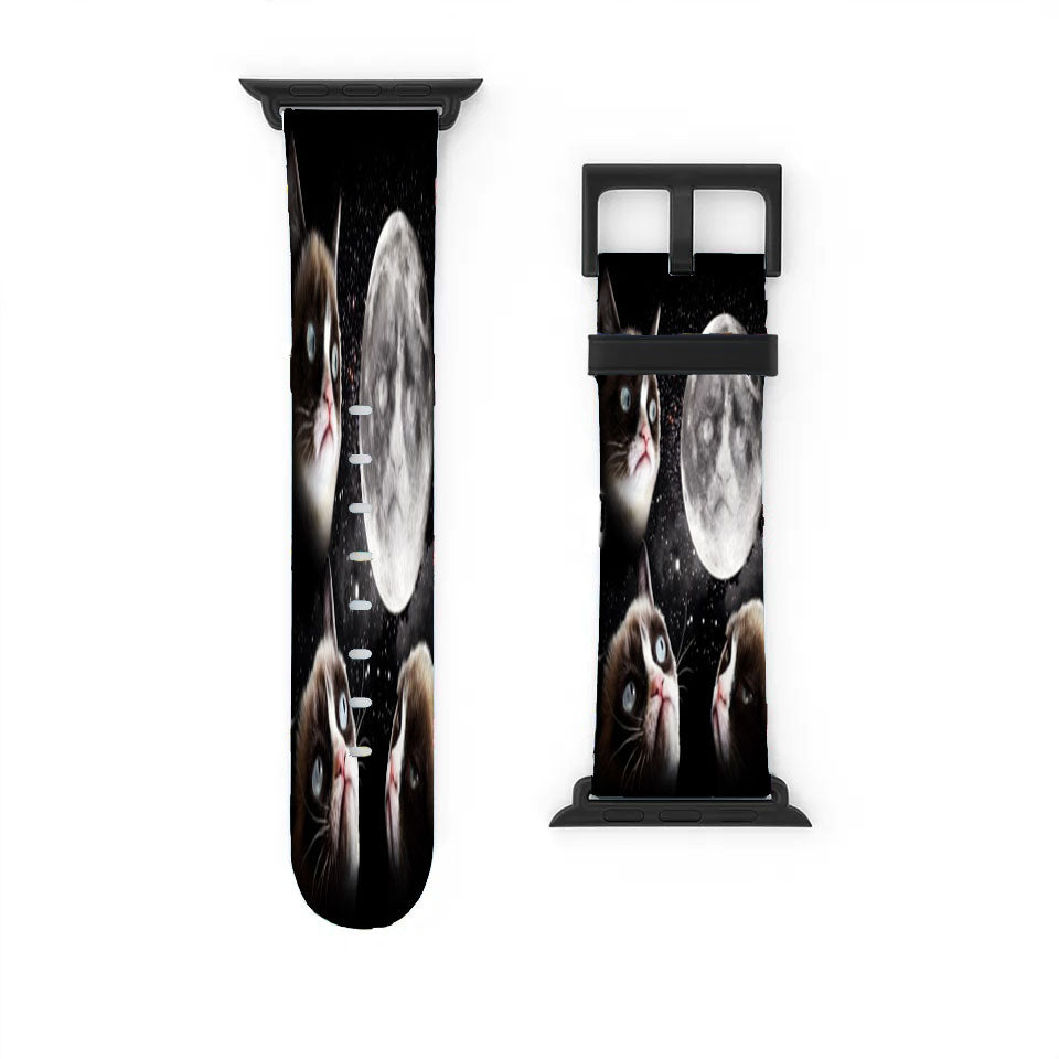 Black Grumpy Cat Like A Moon 3 Apple Watch Band 38Mm - 44Mm