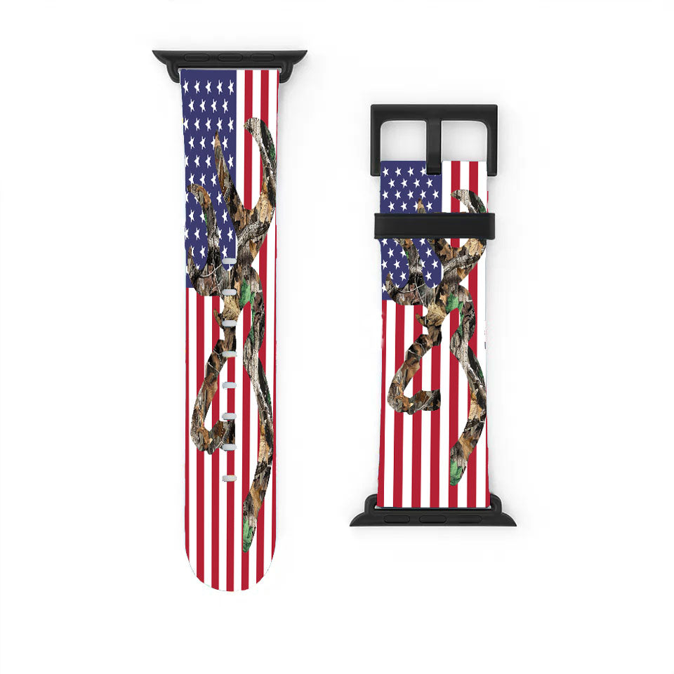 Browning Deer Camo American Flag Apple Watch Band 38Mm - 44Mm