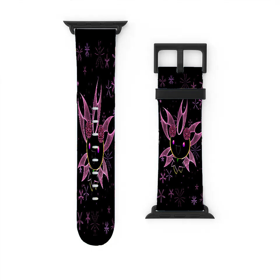 Cherrim Pokemon Line Art On Black Apple Watch Band 38Mm - 44Mm
