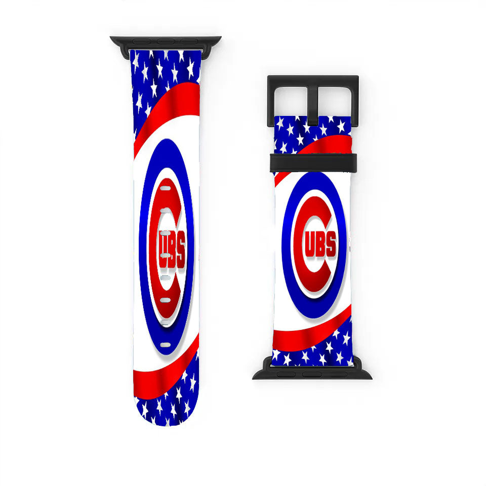 Chicago Cubs American Flag Pattern Apple Watch Band 38Mm - 44Mm