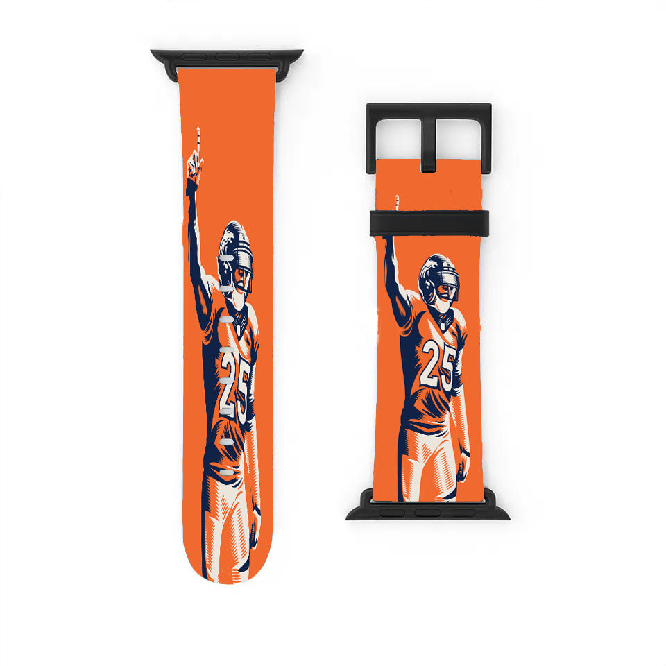 Chris Harris Jr Denver Broncos Nfl Illustration Apple Watch Band 38Mm - 44Mm