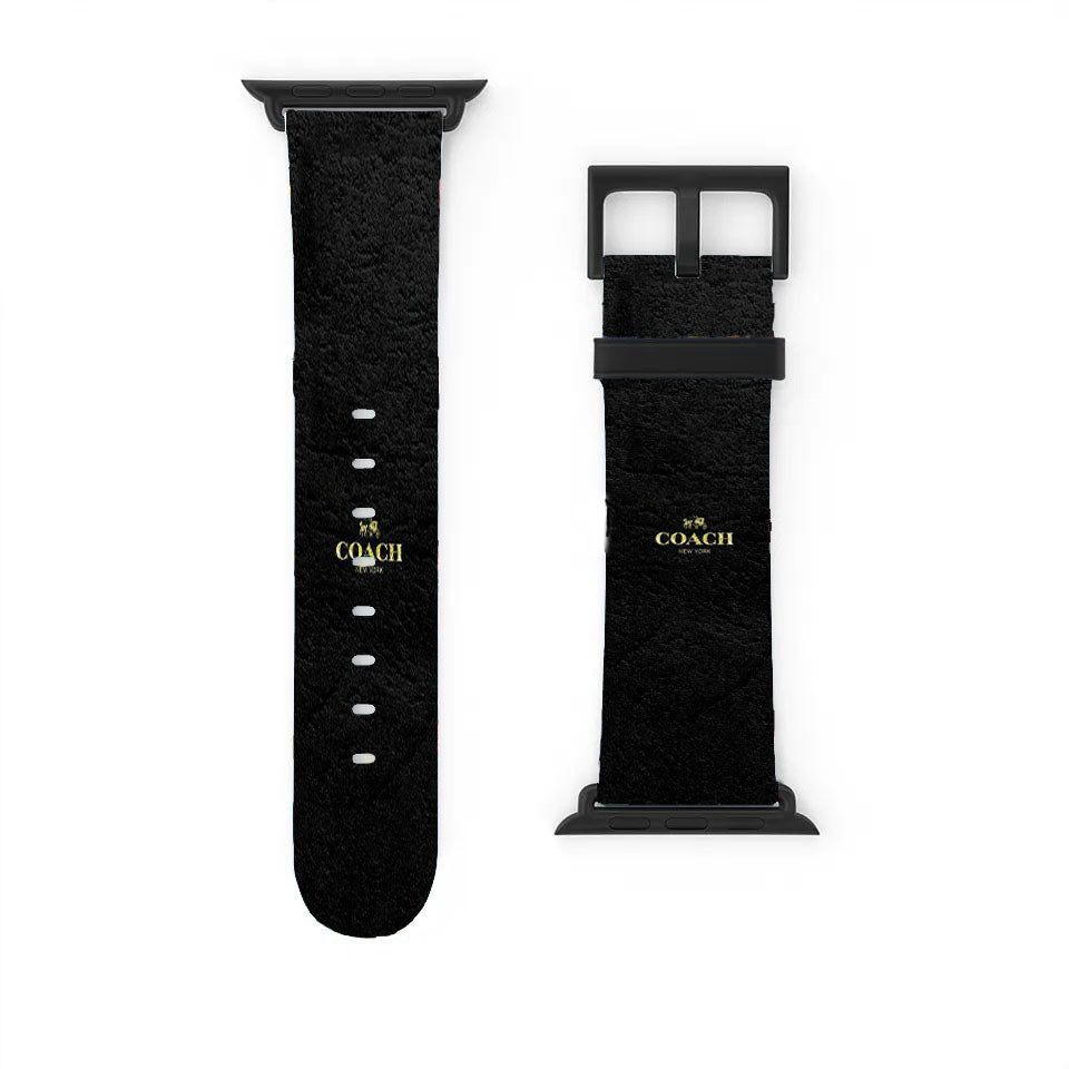 Coach New York Black Leather Apple Watch Band 38Mm - 44Mm