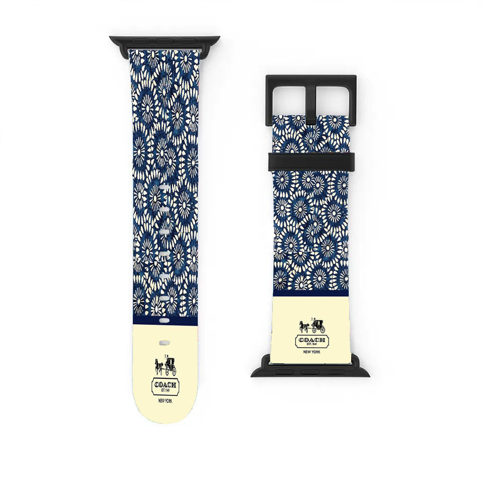 Coach New York Blue Floral Batik Apple Watch Band 38Mm - 44Mm