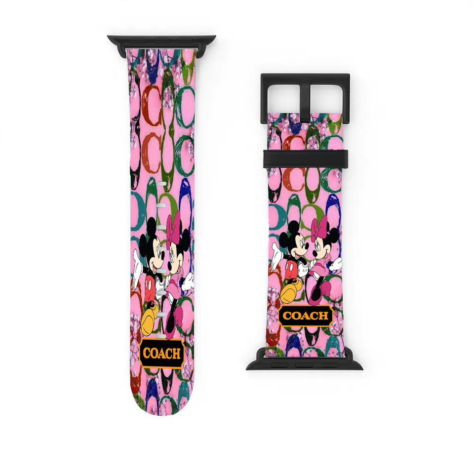 Coach Pink Flower Mickey Minnie Apple Watch Band 38Mm - 44Mm