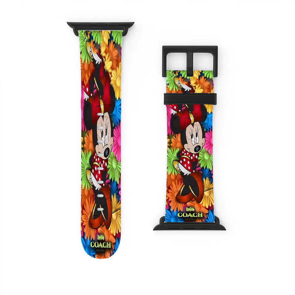 Colorfull Coach Minnie Mouse Flowers Apple Watch Band 38Mm - 44Mm