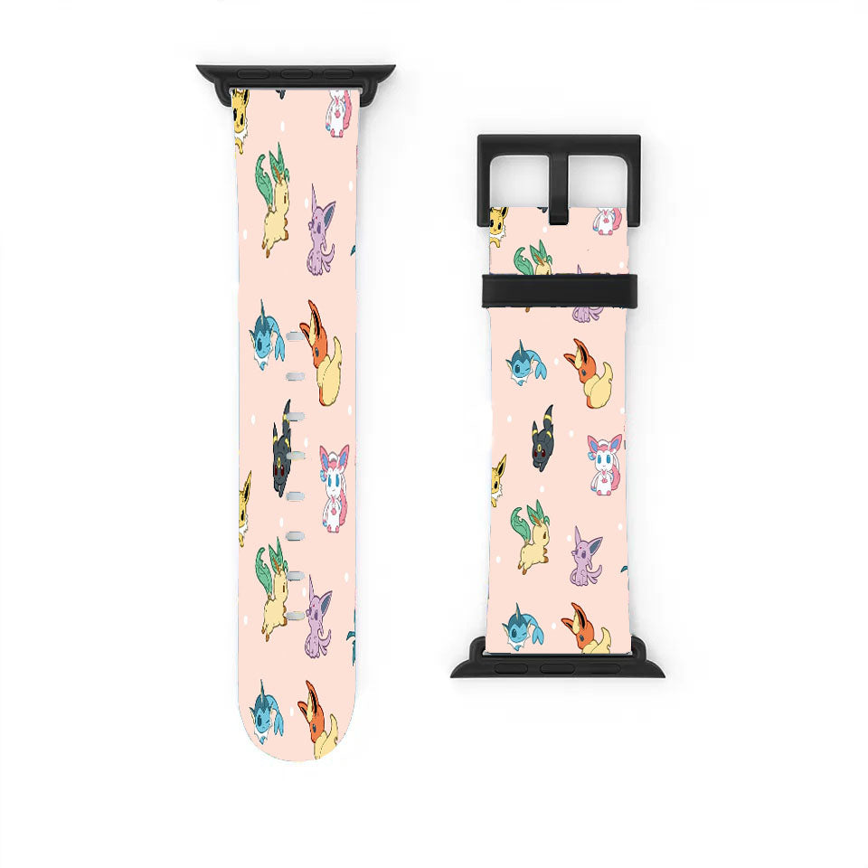 Cute Eevee Pokemon Eeveelutions Pattern Apple Watch Band 38Mm - 44Mm