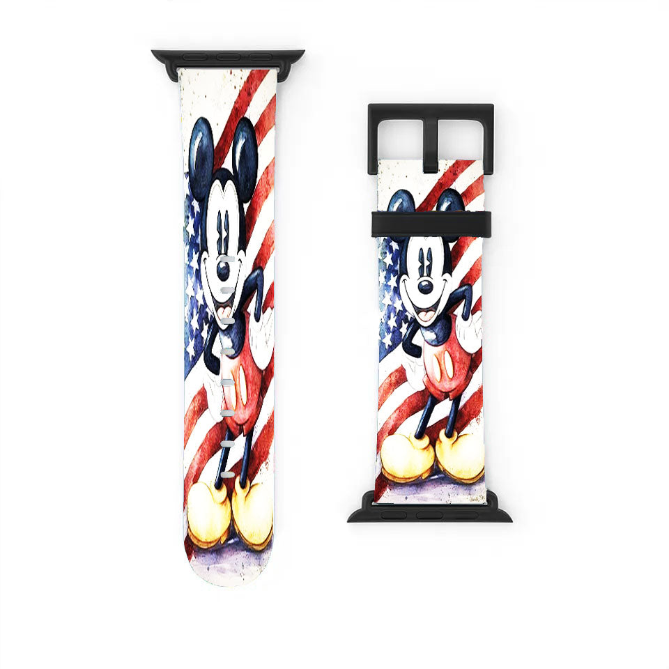 Dinsey Mickey Mouse Retro Usa Flag Apple Watch Band 38Mm - 44Mm
