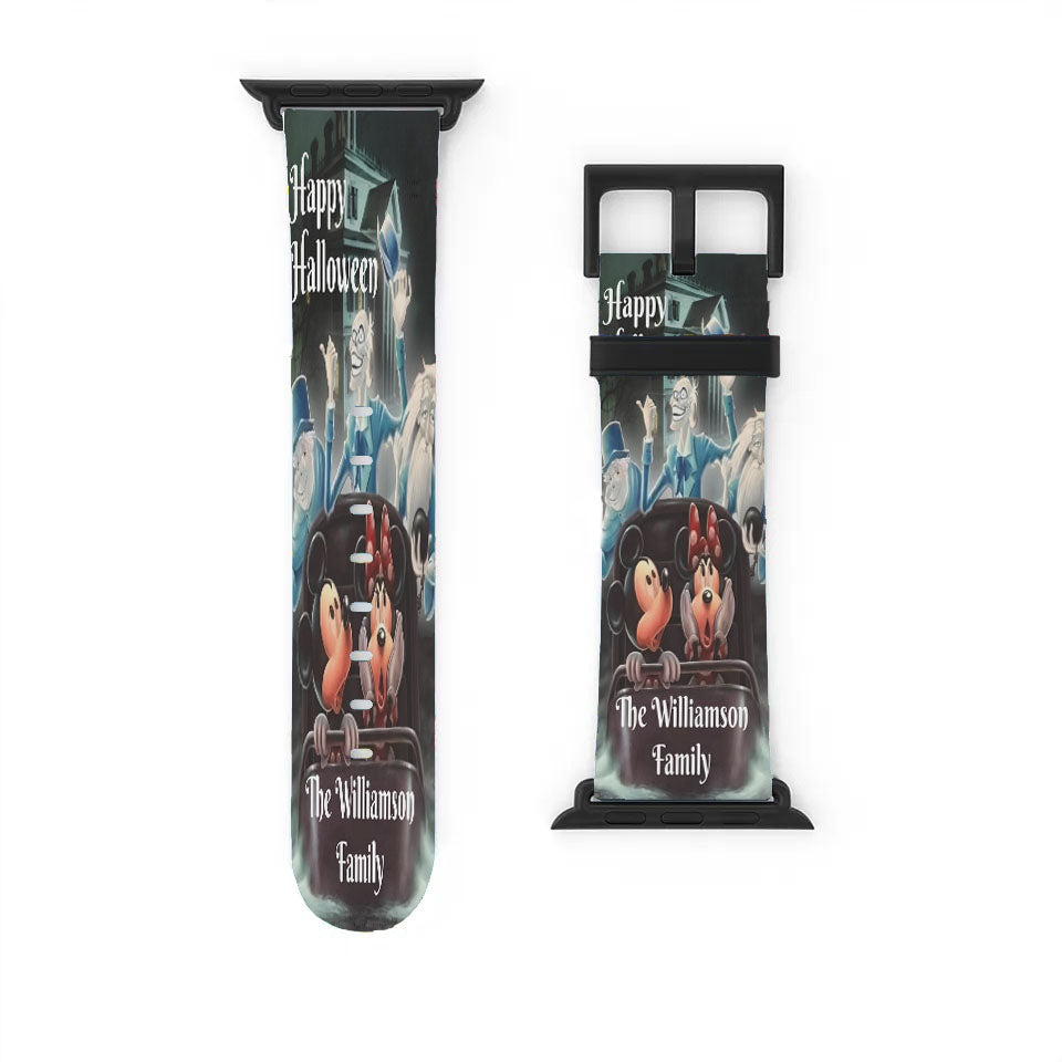 Disney Haunted Mansion Doombuggy With Mickey Mouse And Minnie Mouse Apple Watch Band 38Mm - 44Mm