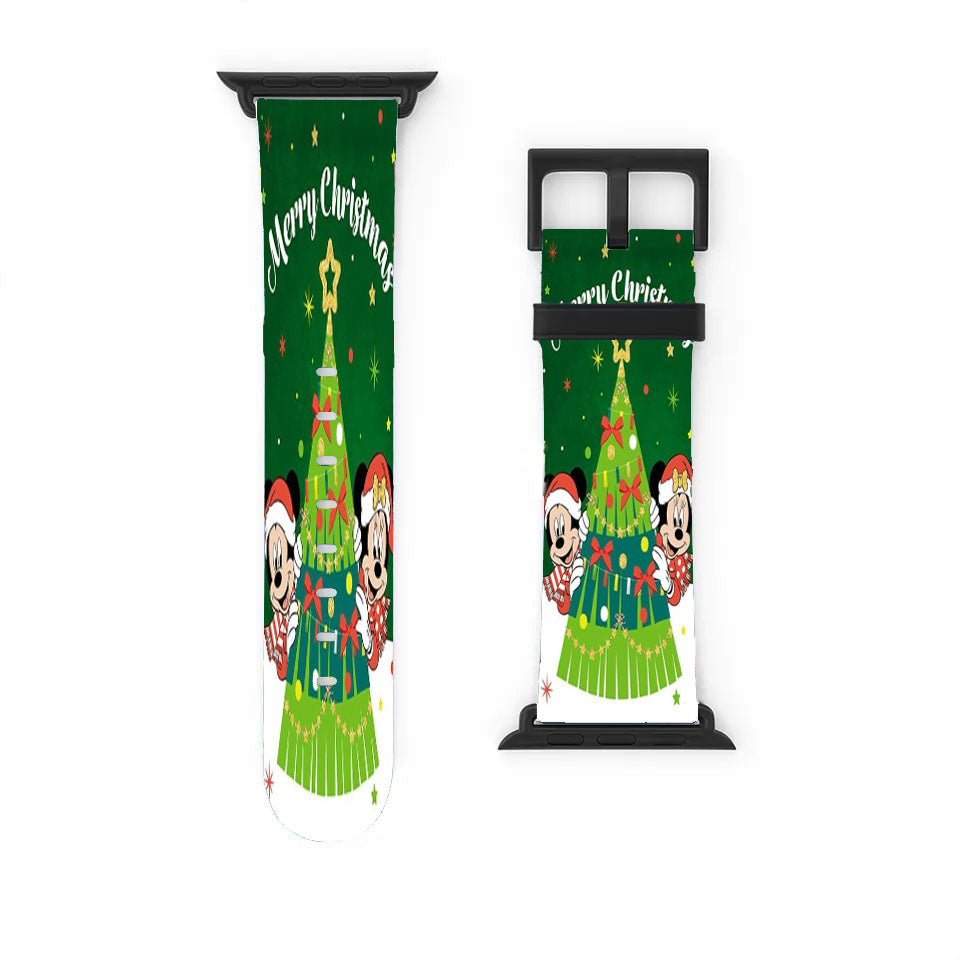 Merry Christmas Mickey And Minnie Tree Apple Watch Band 38Mm - 44Mm