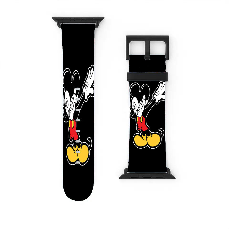 Mickey Keep Dabs Style On The Black Apple Watch Band 38Mm - 44Mm