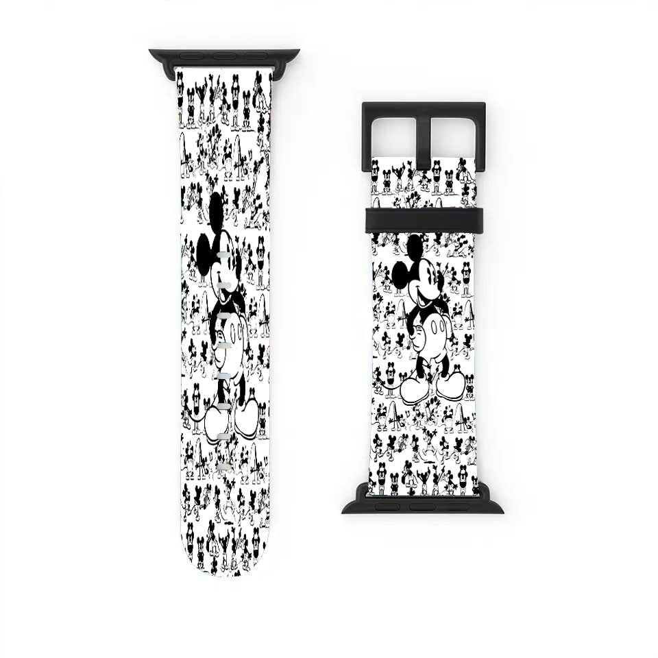 Mickey Mouse Black White Cartoon Collage Apple Watch Band 38Mm - 44Mm