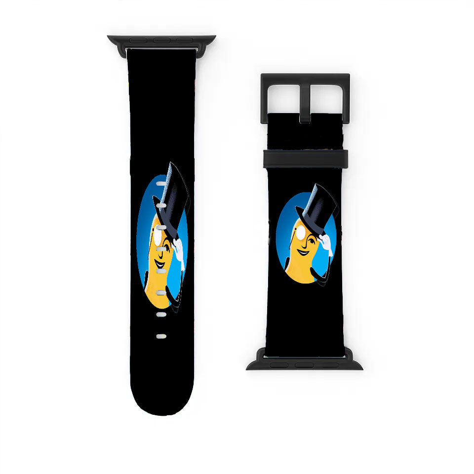 Mr Peanuts Cartoon On Black Apple Watch Band 38Mm - 44Mm