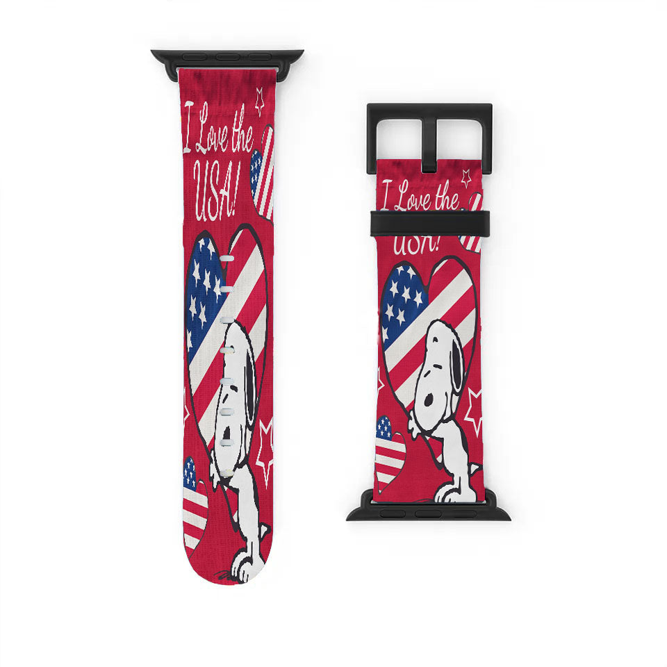 Peanuts I Love The Usa Snoopy Apple Watch Band 38Mm - 44Mm